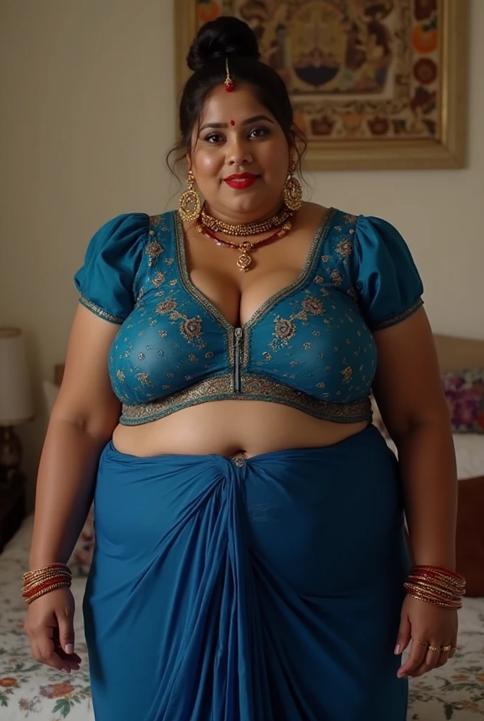 50 yo Kerala chubby fat actress sona nair, wearing blue flowerel sleeveless desi style saree, showing cleavages, at night club washroom,groping by 2 men