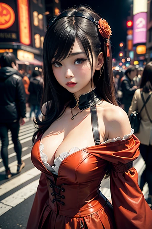 (masterpiece, cinematic photograph capturing the bustling streets of Shibuya, Japan, adorned with a procession of "oni" - traditional Japanese demons, parading through the night under the gaze of the intrigued crowd:1.3), (meticulously composed to convey the dynamic energy of the scene and the mystique of the "oni" creatures:1.2), (the intricate details of the "oni" costumes and the expressions of the people in the crowd adding depth to the visual narrative:1.1), (meticulous attention given to the neon-lit surroundings and the vivid contrast between the "oni" and the modern cityscape:1.1), (the chosen camera, a Canon EOS 5D Mark IV, renowned for its low-light performance, effectively capturing the vibrant atmosphere of the scene:1.1), (paired with a Canon EF 24-70mm f/2.8L II USM lens, allowing for versatility and sharpness in the wide-angle composition:1.1), (a portrayal that evokes a sense of enchantment and cultural fusion in the heart of a bustling city:1.1), (an image that invites viewers to immerse themselves in the urban fantasy and explore the intersection of tradition and modernity:1.1), (an artwork that encapsulates the vibrant nightlife of Shibuya and the captivating allure of the "oni" parade:1.1), (an invitation to witness a unique blend of myth and reality, captured in a cinematic frame:1.1), (a photographic journey that transports the audience to the lively streets of Tokyo's most iconic district:1.1)), Cinematic, Hyper-detailed, insane details, Beautifully color graded, Unreal Engine, DOF, Super-Resolution, Megapixel, Cinematic Lightning, Anti-Aliasing, FKAA, TXAA, RTX, SSAO, Post Processing, Post Production, Tone Mapping, CGI, VFX, SFX, Insanely detailed and intricate, Hyper maximalist, Hyper realistic, Volumetric, Photorealistic, ultra photoreal, ultra-detailed, intricate details, Super detailed, Full color, Volumetric lightning, HDR, Realistic, Unreal Engine, 16K, Sharp focus, Octane render