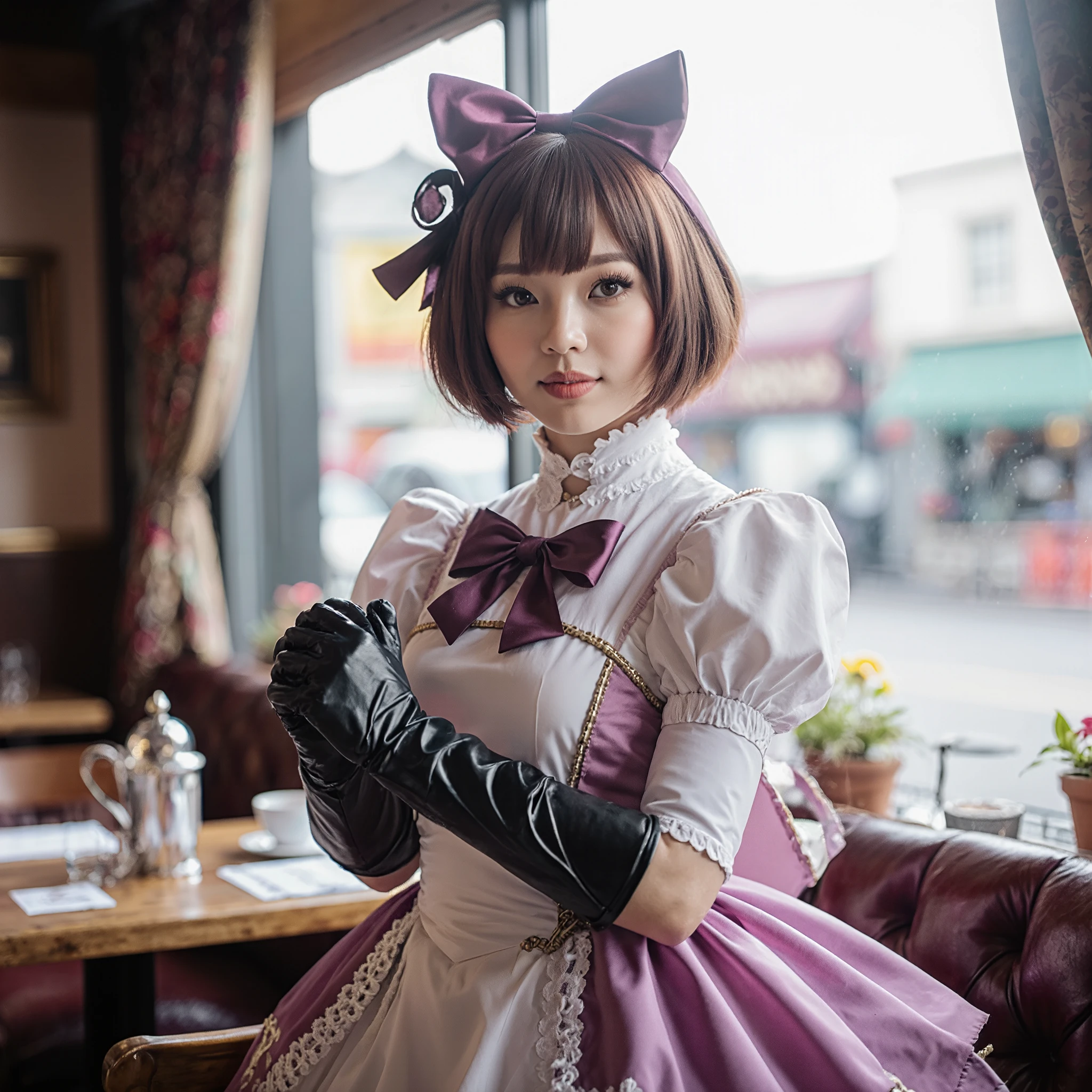 (1 lady), The beautiful, (Best quality at best:1.4), (ultra - detailed), (extremely detailed CG unified 16k), gold blonde hair, very detailed, High-definition RAW color photo, professional photoshooting, amazing face and eyes, cosmetics, (amazingly beautiful girl), ((lambdadelta)), ((dress, shoes bow, red shoes, striped stockings, red bow, pink hat, necklace, gloves, pearl, pumpkin brooch, pink dress)), standing, sexyposture，(Dark and stylish bar, drinks, lamp lights, lamp lights:1.3), (look from down), realistic cinematic face, head to feet long wide zoomed out view, full body long view, photorealistic, ((realistic natural blonde hair style, honey eyes)), gorgeous, extremely beautiful face, perfect model beauty, pout mouth,  smile, cleavages, city girl, western, shopping in the city, (masterpiece), best quality, high resolution, extremely detailed, blurred background, depth of field, cinematic lighting, amazing legs, high heels, clear and well-cared skin, , nice ass, 