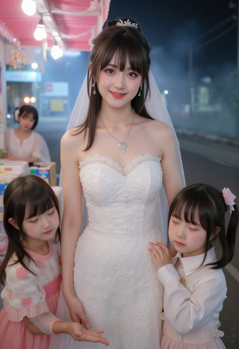 fluffyの毛皮。fluffy。Pair of women、ice hotel、Dark Room。Wedding dressを着た女性たちの写真。Wedding dress、Grey fur cape。Surrounded by fair-skinned adult women。。The dark dungeon of an old stone castle。Fisheye Lens。Multiple women。Wedding costumes