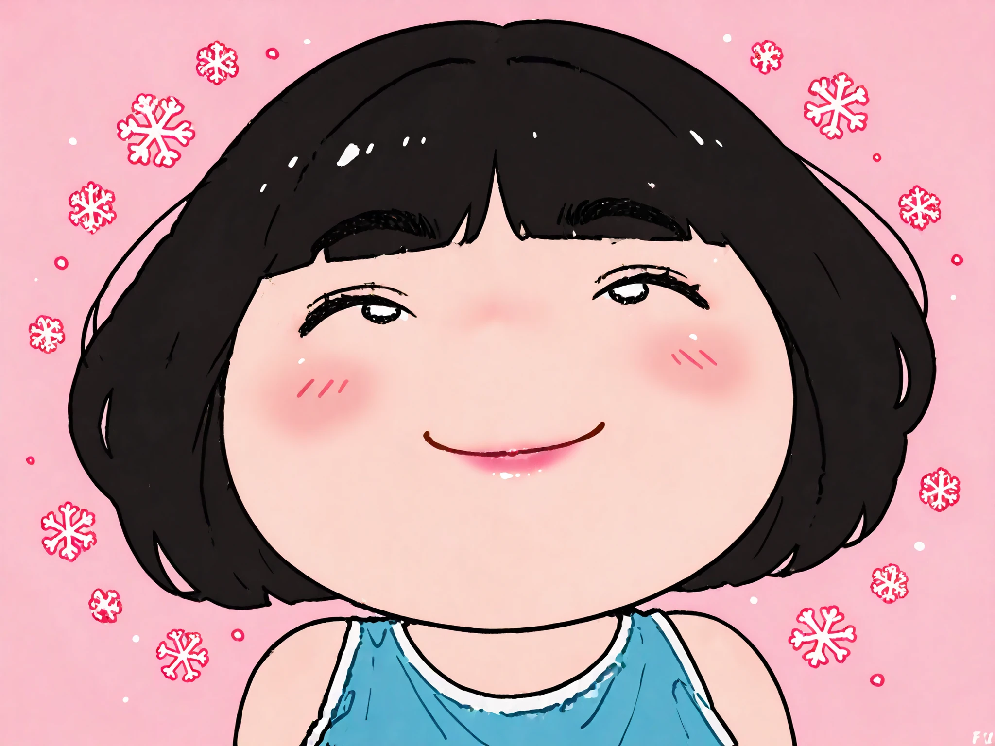 thick eyebrows, exaggerated eyebrows, expressive eyebrows, curved eyebrows, black eyebrows, monobrow, unibrow, heavy eyebrows, eyebrow focus, eyebrow expression, stylized eyebrows, cartoon eyebrows, cute character, stylized girl, short hair, black hair, round face, simple face, pink cheeks, blush, smiling face, closed mouth smile, confident expression, raised eyebrows, funny face, comical look, cute art, flat colors, cartoon style, digital illustration, cute design, playful art, pastel colors, pink background, coral background, blue dress, pink dress, sleeveless outfit, round eyes, tiny pupils, upward gaze, mischievous look, silly face, humorous design, exaggerated features, clean lines, flat shading, kawaii character, expressive face, quirky design, funny eyebrows, strong brow, expressive cartoon, female character, thick black hair, round hairstyle, bob haircut, stylized haircut, minimal background, cheerful mood, comical expression, exaggerated style, character art, cute cartoon, modern illustration, stylized female, profile, digital character, blush detail, cheek blush, dark eyebrows, girl with thick eyebrows, cute woman, pink lips, lipstick, lip color, expressive eyes, cartoon humor, exaggerated anatomy, fun art, quirky personality, smiling girl, round character design, simple color palette, cute simplicity, minimalist portrait, character focus, stylized portrait, pink tone, blue tone, hand-drawn feel, simple character, portrait, aesthetic cartoon, graphic style, feminine character, big eyebrows, cute aesthetic, expressive design, fun illustration