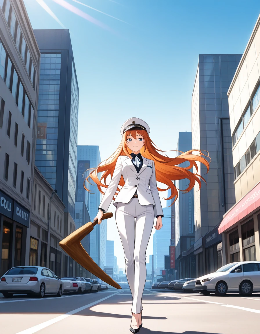 1girl, ikuyo kita, beach background, beach, suit, office lady, black skirt, black blazer, pencil skirt, skirt suit, medium length skirt, white shirt, collared shirt, long hair, teenager, looking at viewer, full body