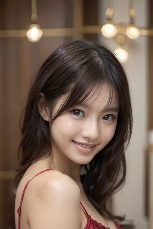 masterpiece,best quality,(Japanese ),((Beautiful girl)),,indoor,(perfect body beauty:1.2),(shy smile),beautiful teeth,