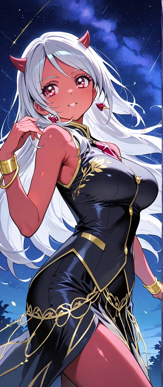  asian woman, silver hair, stringy body suit, , , big , gold weapon, waifu, trading card, trading card style art, holo, shiny 