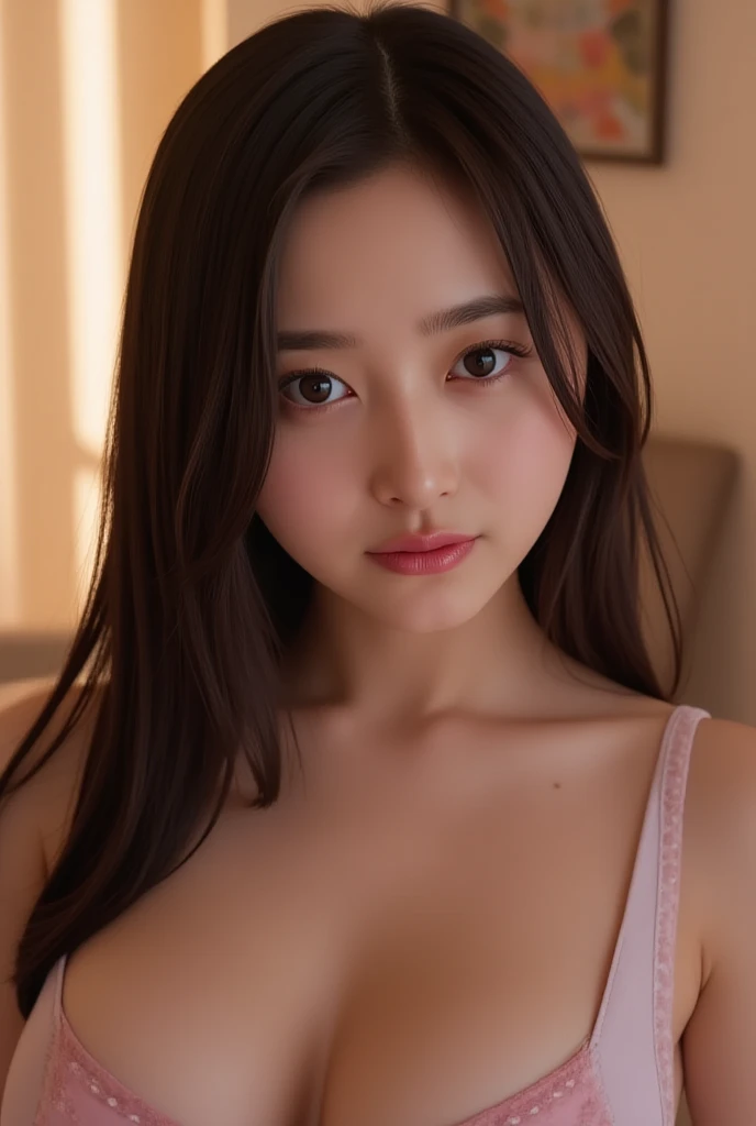 (Masterpiece, BestQuality:1.3), (ultra detailed:1.2), (hyperrealistic:1.3), (RAW photo:1.2),High detail RAW color photo, professional photograph, (Photorealistic:1.4), (realistic:1.4), ,professional lighting, (japanese), beautiful face, (realistic face), cute woman, (Brown Hair, Big :1.5), (cheerful Smile:1.35), Trending Hair&Trending Hairカラーをランダムに, earrings, necklace, bracelet, sexly,  sexly, Random  gravure poses, ( woman in a red silk nightgown、Elegant bedroom、Biting lips、Long Straight Hair、Lying on bed pose。: 1.3)