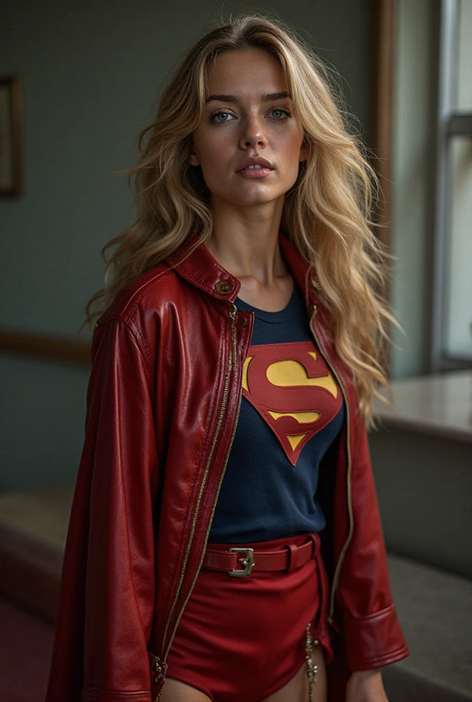 (cowboy shot), SFW, (masterpiece), (best quality: 1.0), (ultra highres: 1.0), detailed eyes,
BREAK
Supergirl, 1girl, long blonde hair, in the air, flying
hair band, (((black\))) crop top, short sleeves, cape, (((black pencil skirt))), gloves, boots
BREAK
(Famous, interview, among audiences)