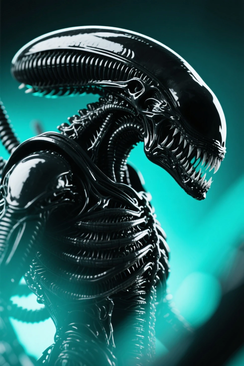 ASCII8k photo of bigbadejo alien_monster walking through a (detailed futuristic room, digital display panels), volumetric lighting, depth of field, ray tracing, subsurface scattering