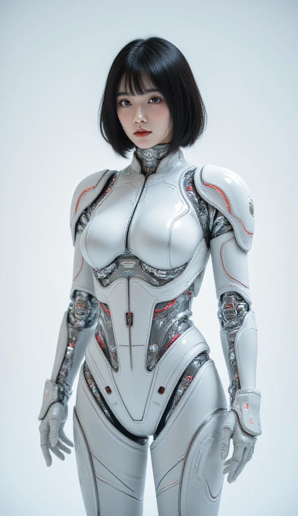 best qualityer, 精致的面容,  de 25 anos, Fine body, body made of metal, Small bust, metal structural skeleton, seashore, standing posture, beachfront, huge spaceship floating in the air, cyber punk, Sci-fi
