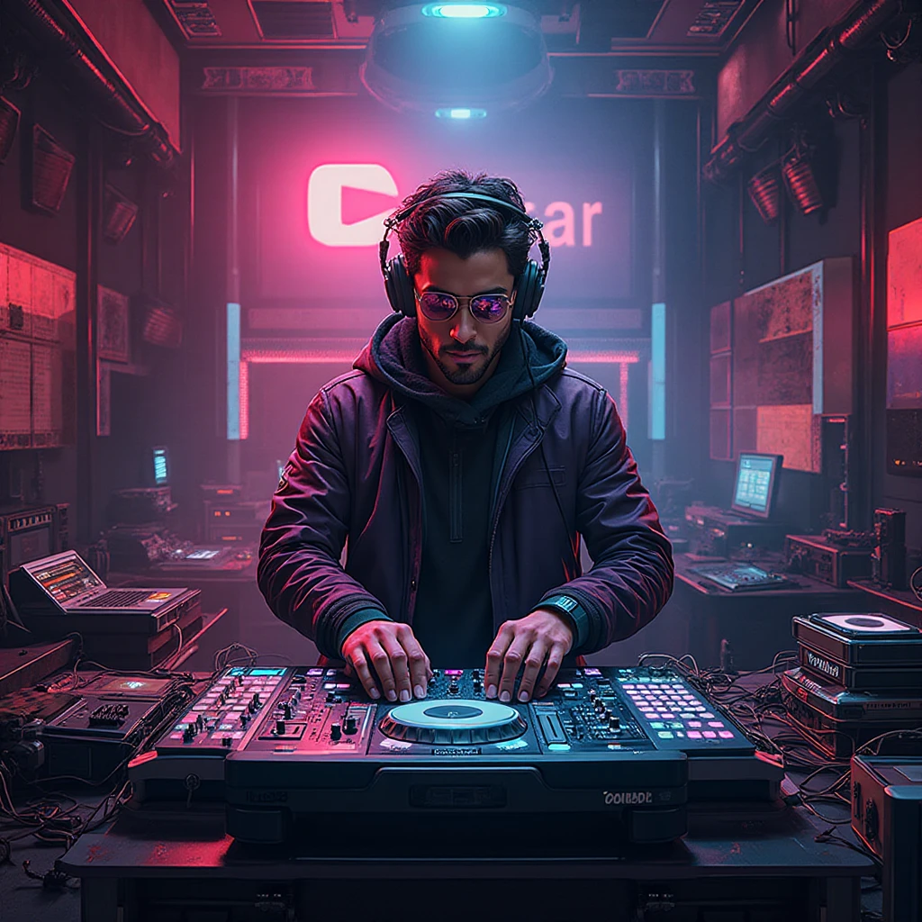 40 year old bald man sitting, computers around, (a huge owl bird on his shoulder), red owl, cyberpunk style, image angle from above, dramatic light, neon blue light with pink, vibrant colors, high quality, high definition, 16k, uhd, severe low lighting, high quality, sharp focus, fujifilm XT3, Fine composition, super detailed, best quality.