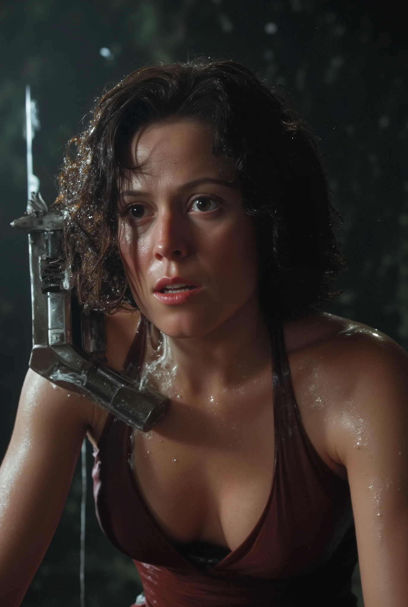 a massive xenomorph dick fuck unconscious Ellen Ripley pussy hard, Ellen Ripley is gunge all over her body and cum on her face