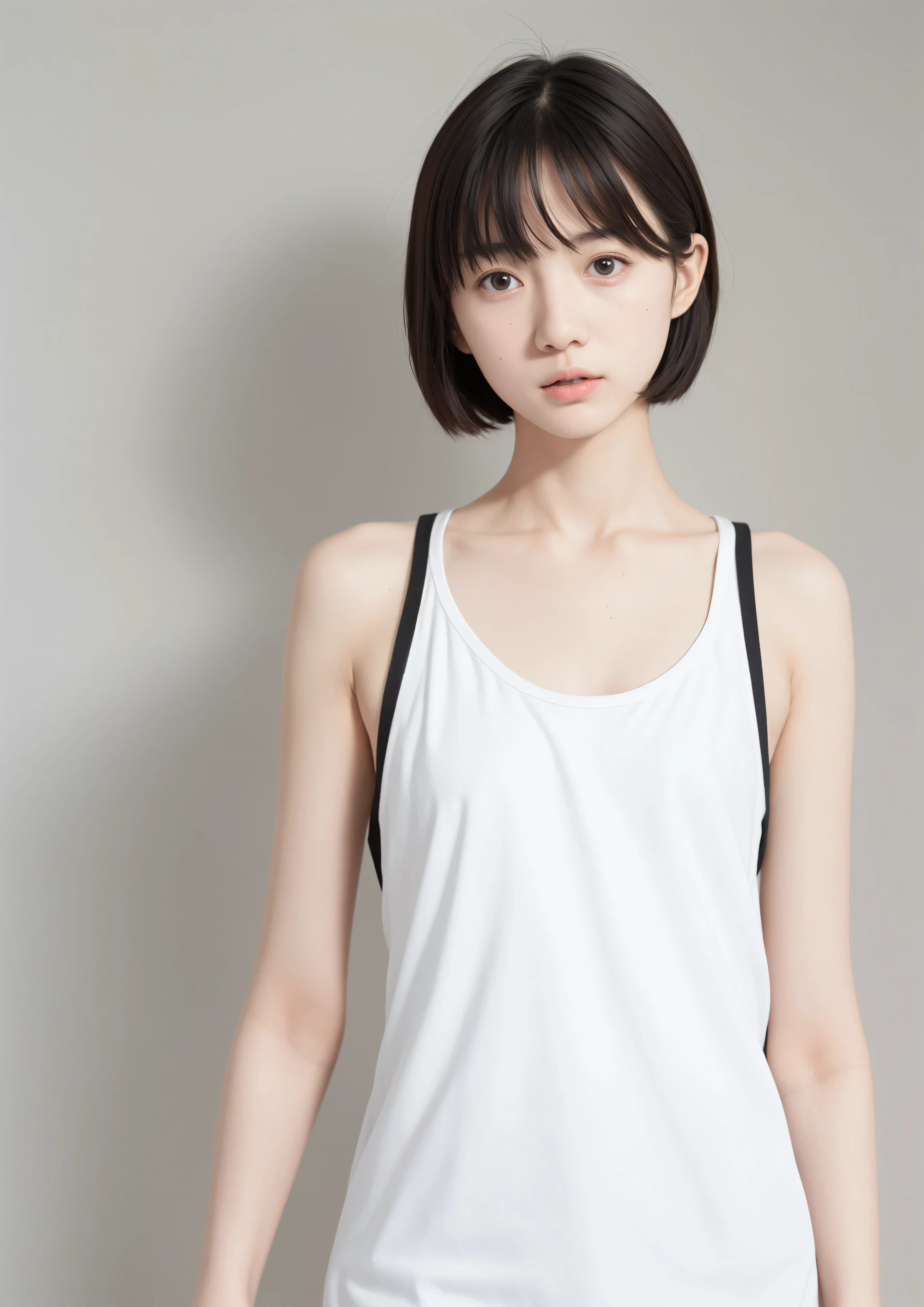 ( photo realistic:1.5),cute girl,かわいいyounger女の子,slender,n current  ,short,skinny,slender body,younger,score_7_ up,score_8_ up,score_9,realistic,School Uniform,small breasts naked,sunlight,japanese,(white skin:1.5),short hair,  thin shoulders,thin arm,Narrow Shoulder,Yang