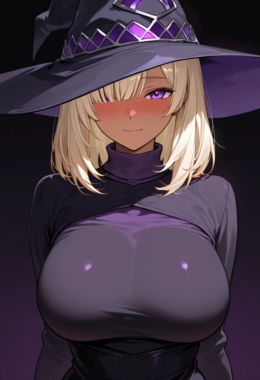 Large Breasts、Blonde、Ahegao、Witch Hat、Sexy Looks、Blindfold、Large Breasts、naked