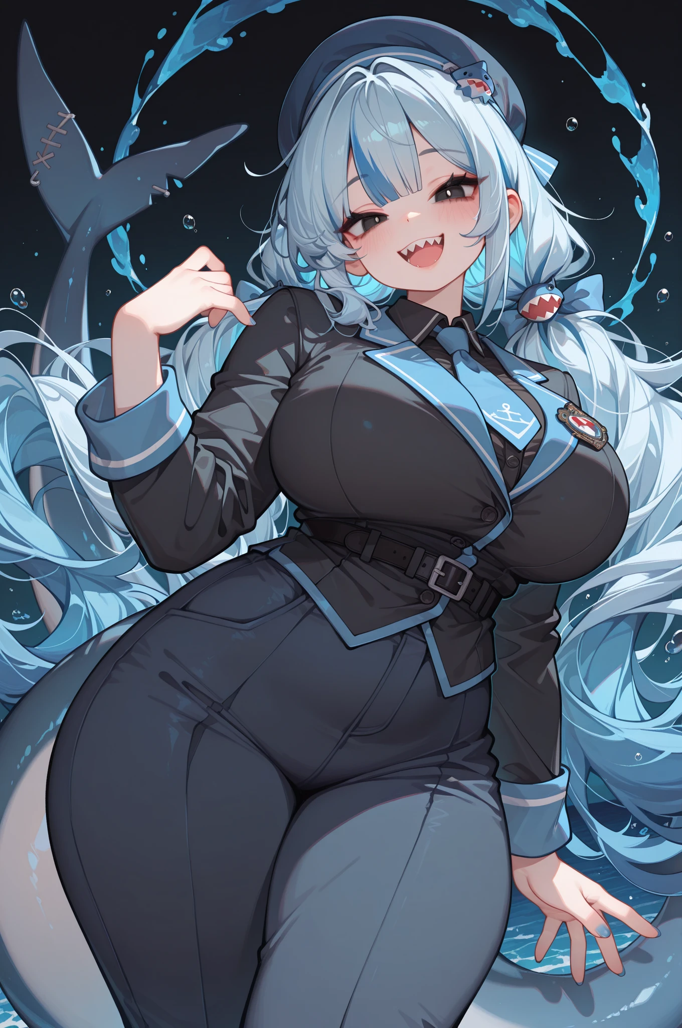 ((((detailed,high quality,High resolution,One Girl,,Black design,Light blue accents)))),
(((Flexible body,Huge breasts,Big thighs,Ecstatic expression,blush,smile))),
((Short, unkempt hair,My hair is messy)),
(soaked,See-through clothes,Wet your crotch,Large amount of oil,Large amount of steam),
Very extreme idol costumes,Big sleeves,Large collar,first round,Thigh-high boots,