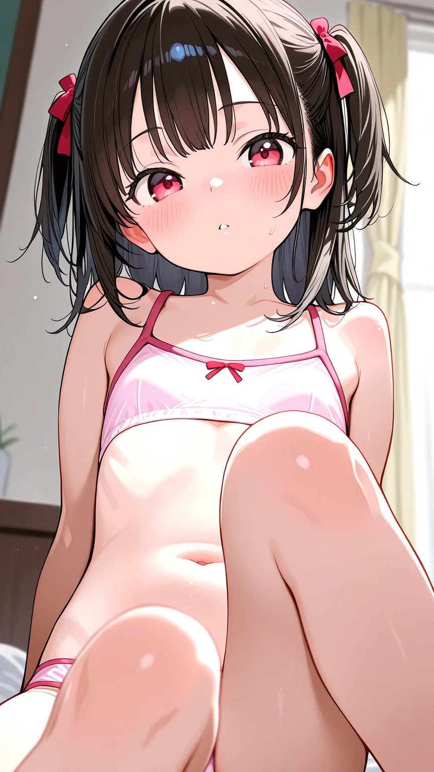 And soul、Stickers、1 beautiful 3 year old girl、a bit、(((Baby Face:1.85、Baby Face:1.85、Baby Face:1.8treme close-up photo of super flat :1.85、Pink pajamas、I mainly draw small breasts.、Ultra-flat :1.85、A loving smile、Ultra-flat :1.85、Short length、short hair、Photo from directly below)))、blush、Knee pillow、Ultra-flat の、Twin tails、Baby Face、Baby Face、Baby Face、Short length、Short length、Short length、Ultra-flat chest、Ultra-flat chest、Ultra-flat 