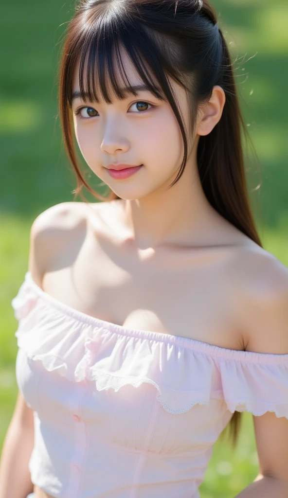 Very detailed CG Unity 8k 壁紙, Highest quality, Very detailed, masterpiece, Realistic, photo Realistic, Very detailedかわいい女の子、22 years old、(((スカートをLift it yourself)))、(Lift it yourself)、Lace panties、Small panties、????? Focus、Detailed ????? Pattern、blush, Release your lips, Looking at the audience、Half Body Shot、(On the lawn of the square)、Short Bob Cut、Too bright natural light、Shining Sun、Shot from a slightly low angle、Lips shining with lip gloss、Sparkling eyes、Cute Headbands、Cute Hairbands、((( Luxury ???? panties high resolution portrait, Drawing pants with extreme precision)))、((Showing off her pants in a unique pose)), ((Stand and spread your legs, raise your legs slightly)) Please open your mouth a little、