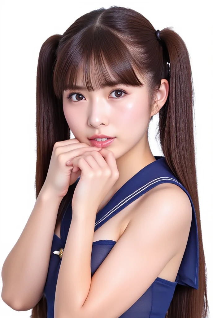 (8k、RAW Photos、Highest quality、masterpiece:1.2)、(Realistic、Realistic)、1 Girl、((Sailor Moon Costume:1.2、View from the front、smile、Looking into the camera))、cute、((Tabletop、Close-up、Upper Body、Twin tails))illumination、Natural light、Colorful slime background