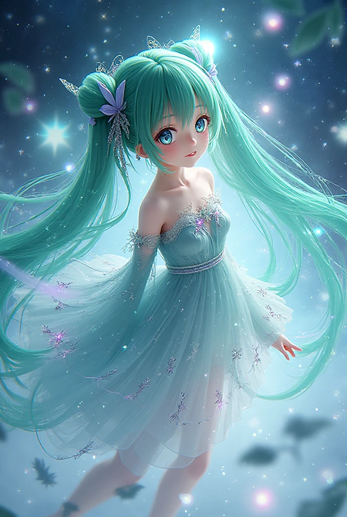 Highest quality,Highest Resolution,A beautiful girl makes a wish on a shooting star,Night Sky,Aurora,