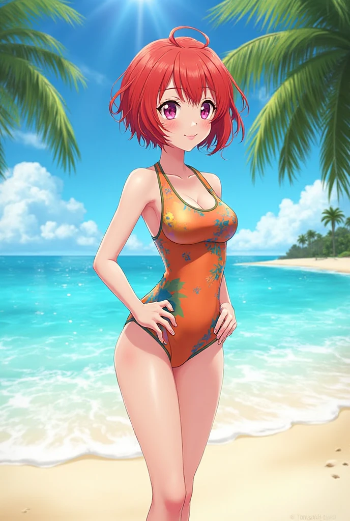 (masterpiece, high quality, high resolution, absurd, super detailed, High saturation、8k),real,,(bikini:1.5),3 girls on the beach:1.2,ゆり、beautiful eyes、((one with pink hair)), ((another girl with orange hair at shoulder height)), ((another girl with short blue hair)) (three girls on the beach)