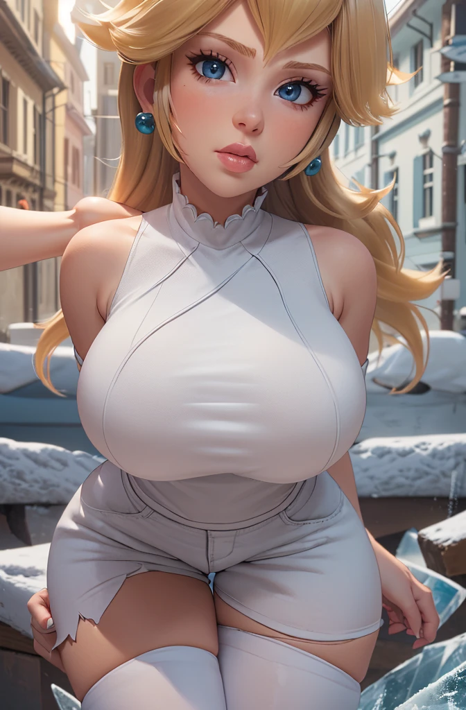 (masterpiece:1.2), (best quality), (ultra detailed), (8k, 4k, intricate),(half body:1.2),(cowboy:1.2),(highly detailed:1.2),(detailed face:1.2), (detailed background),(portrait),detailed landscape,(dynamic pose:1.2),hana 1girl, solo, breasts, short hair, , holding,cleavage,  shoulders, green eyes, collarbone, full body, outdoors, sky, day, cloud, bag, , handbag, off-shoulder (((full body))) , (((sexy pose, model pose, standing pose)))((Huge hips:1.5)) (Gigantic Sagging Breasts:1.5)(tight stockings:1.9)((ndersized :1.3)(white :1.2 )(view from back:1.3)