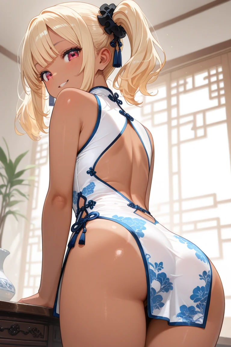 Very close、16k、masterpiece、High resolution、High resolution、Samurai、((1 young elven woman))、((Beautiful white skin))、((Beautiful blonde))、((Small breasts))、Bunhead、short hair、((Beautiful Blue Eyes))、((Pointed Ears))、Smiling Kindly、smile、blush、Pink Lip Gloss、Shiny skin、((Samuraiの鎧を着る))、((Japanese Castle))、Courting me、((Put your hand on your cheek))