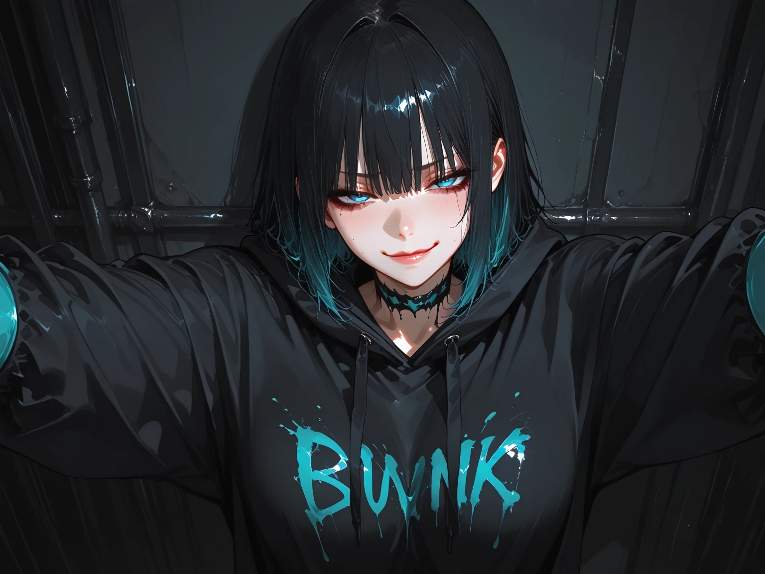 (masterpiece, highest quality:1.6), alone, thick outline, (simple background, Dark yellow background, monochrome, dark yellow theme:1.2), official art, Key Visual, 8K, disorganized, whole body, (Unique hair, Oversized Hoodies, , arch back, short torso:1.2), belly button, thighs, cowboy shot, HDR, sharp focus, High resolution, most detailed, very detailed, Super detailed, finely, detailed eyes and face, sharp pupils, realistic student