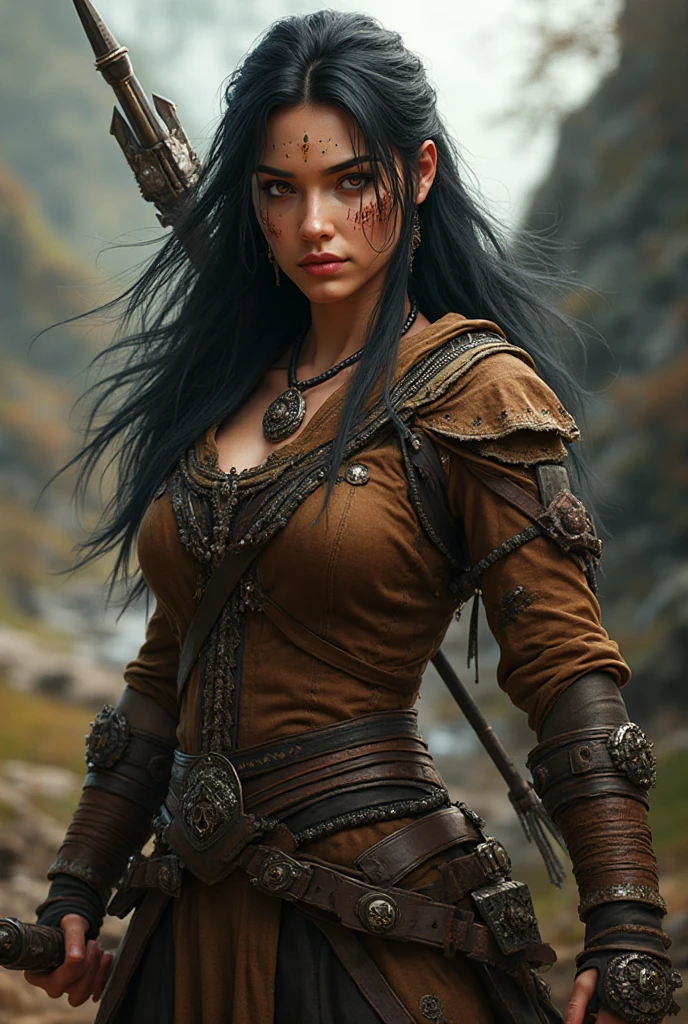 Rpg Ranger Female Personagem de rpg, Femina ranger with arrow in her hand with black hair ...
