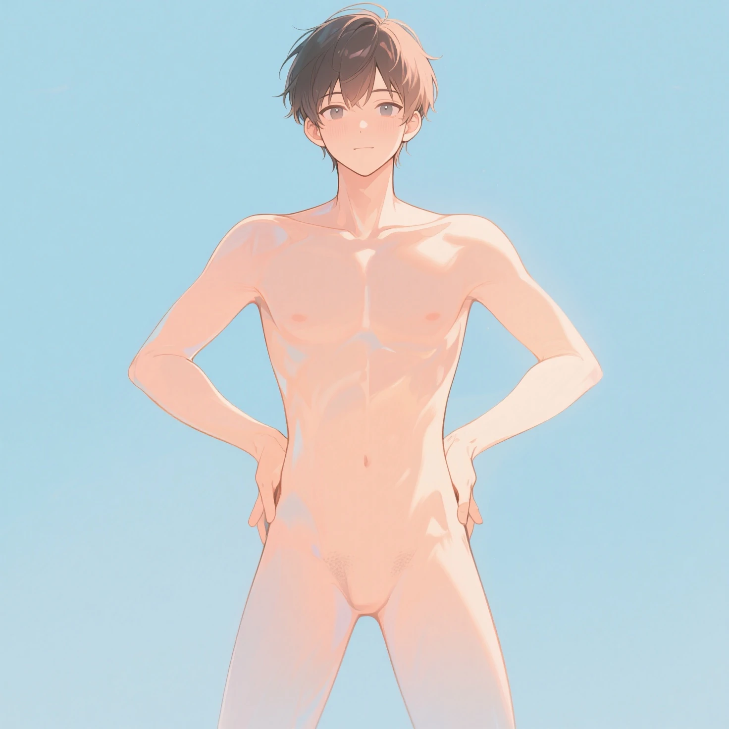 Highres, Masterpiece, Best quality at best,Best Quality, 1boy, bentennyson, green eyes, Tank top, Seen from the side, (Armpit), Sweat, the day, summer, ?????, ????, ???? , huge ?????