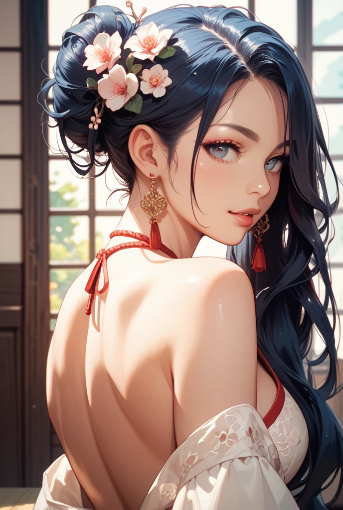 Wait warrior sexy, pretty face, Delicious Company, Alluring figure, Wearing a sexy open kimono. The artwork is created in a medium reminiscent of Japanese ink paintings....., Features bold brushstrokes and a Monochromatic color palette. Artist'Masterful technique reveals the intensity and power of the image'sense of presence，with the highest quality, Perfectly capture every detail with ultra-high resolution. Textures and intricate patterns on kimonos are rendered with extreme precision. Lighting is carefully designed，Enhance drama, Features deep shadows and subtle highlights. general, The artwork exudes elegance and power, Combining traditional Japanese aesthetics with a modern feel. Monochromatic color palette, Combine details, Create captivating and immersive experiences for your audience.