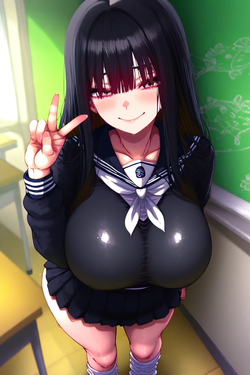 (Big Breasts,Cleavage:1.5),Anna Yamada,gigantic breasts,smile、(naked:1.9)、(Are standing)、(in library room)、Bookshelf、(Wearing a collar:1.5)、Earrings、Earrings、bracelet,(Delicate facial features:1.5)、(masterpiece, Highest quality, High resolution, Super detailed, 8K, 4K),(Making a peace sign:1.9),ponytail,(Beautiful Face:1.5),Is ejaculating、Sweat,navel piercing,(Steam coming out of the sides:1.5),(:1.5),Absurd、Highest quality, (Volupture:1.5)、Open your mouth、((Upper body close-up)),heart-shaped pupils, light smile, sparkle
