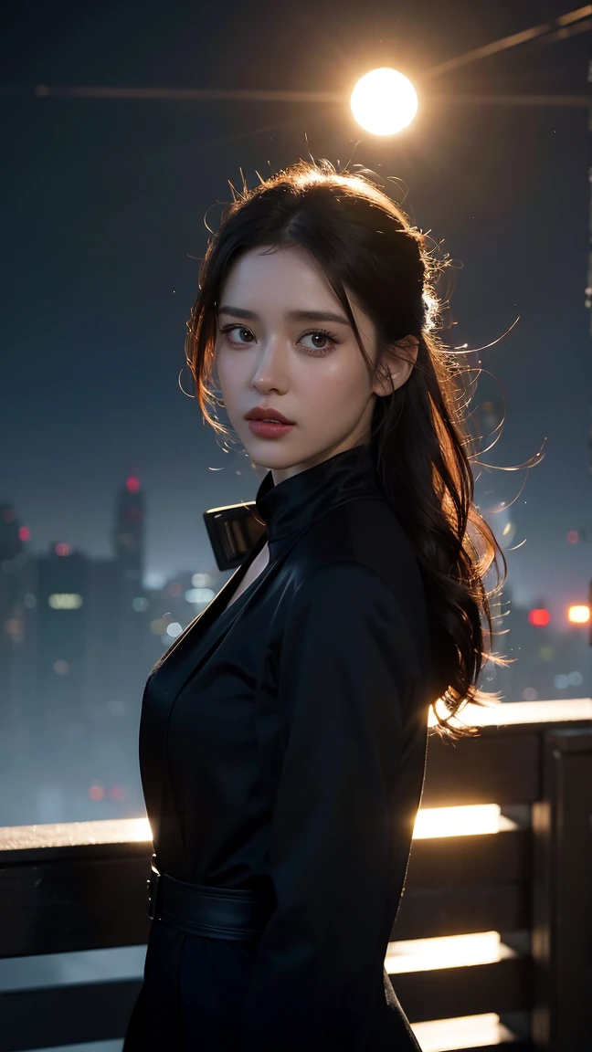 8K,beautiful,cyber punk,cyber punkな街並み,Neon night,Flashy cityscape,Charming girl at 18 years old,Baby Face,Pink Hair