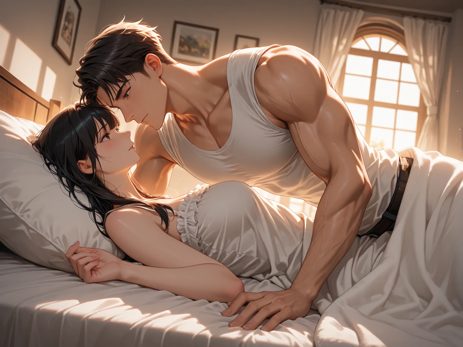 Black widow  with a fitness coach 