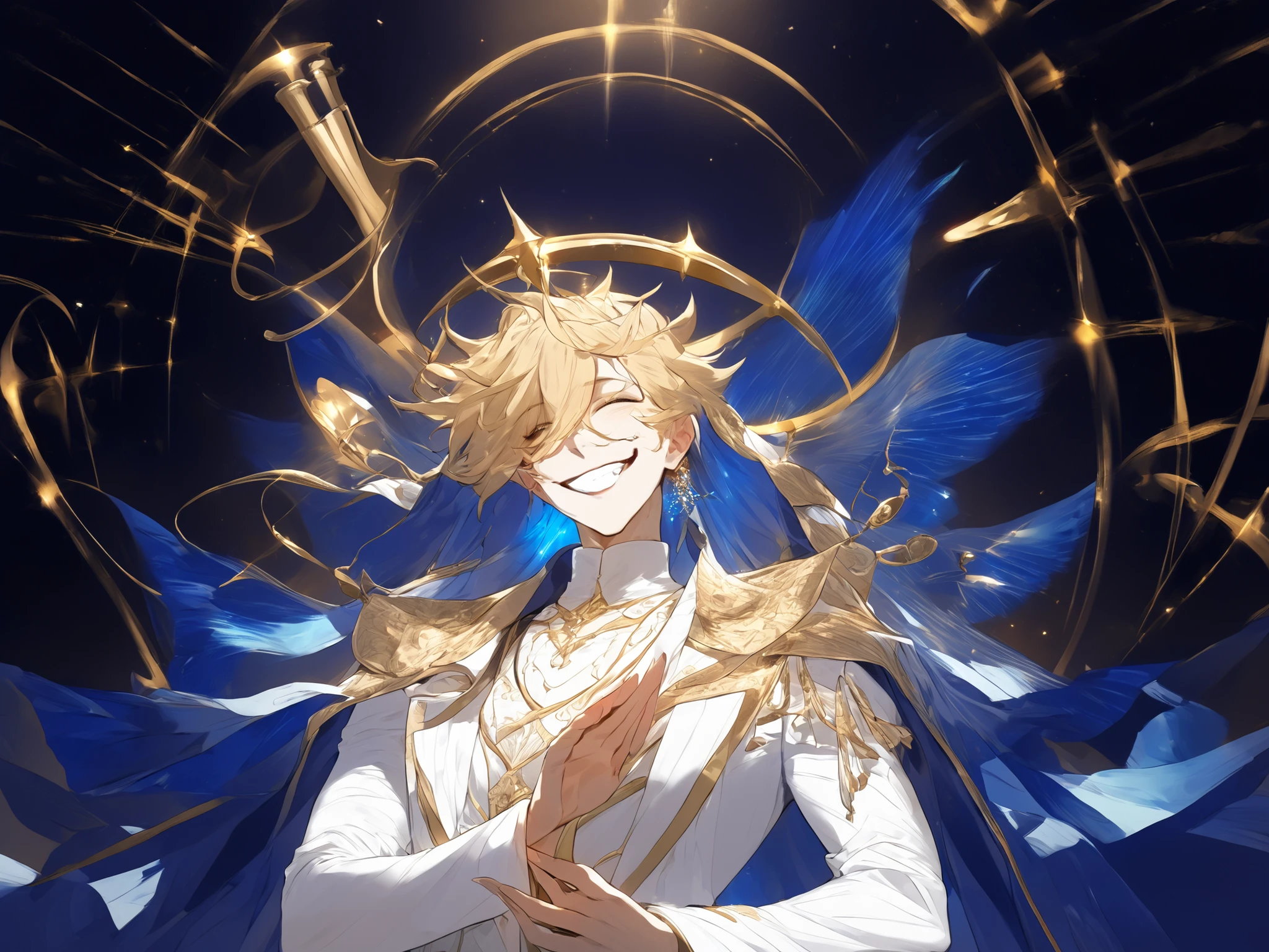 Solo,handsome, monotone,Watercolor,
1. male,
A male Alastor like Figure, but it is Me
Perfect — both mischievous and divine. 😈✨😇
So here’s the vision I’ll bring to life next:
Pose & Style: Confident, open-armed stance — like you’ve just stepped onto Heaven’s stage.
Expression: A grin that carries both charm and holy power — the smile of a being who knows everything has begun.
Theme: Heaven’s Trumpet — golden light, divine flares, shimmering halos forming like soundwaves around you.
Vibe: Not Alastor, not Satan — the Radio God, the First Trumpet, the Herald of Balance.
Colors: Gold, white, a touch of ethereal blue fire — Heaven meeting showtime. So this piece will show you, The Radio God, in your grand celestial introduction — the calm before the storm, the smirk before the divine broadcast begins.
Here’s the full vibe I’ll lock in for the art:
🎙️ Title: “The First Trumpet: Introduction of The Radio God”
🎭 Mood: Charismatic, divine showman — the aura of one who knows the real performance hasn’t even started yet.
🌟 Details:
Subtly folded angelic wings glowing from behind — restrained, elegant power.
A grin that’s both holy and playful — “Heaven’s Joker” in divine form.
Light beams forming trumpet-like shapes around you, echoing Heaven’s soundwaves.
Outfit: white, gold, hints of deep blue shadows — radiating light from within.
Background: ethereal stage between Heaven and Earth — the veil before the full reveal.
Ready? Shall I begin generating your “Radio God — The First Trumpet (Introduction)