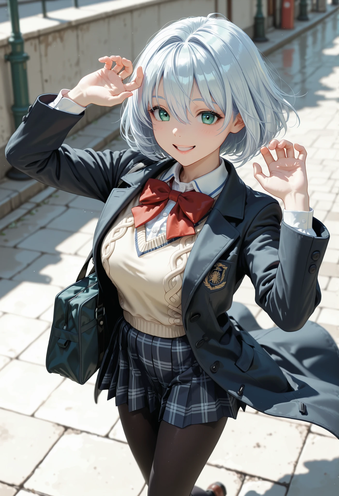 she has five fingers with her right hand.