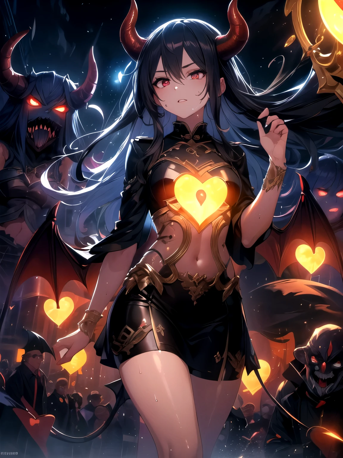 (10 heart-shaped emotions: 1.5) (Demons, a parade of demons, mysterious lights and strange demons, ancient terrors parading in the middle of the night: 1.8) (Feet up, sweat, splashes: 1.5)(Dynamic angles: 1.5) (UHD, retina, masterpiece, accurate, anatomically correct, textured skin, ultra-detailed, high-resolution, high-quality, award-winning, top quality, high-resolution: 1.5)