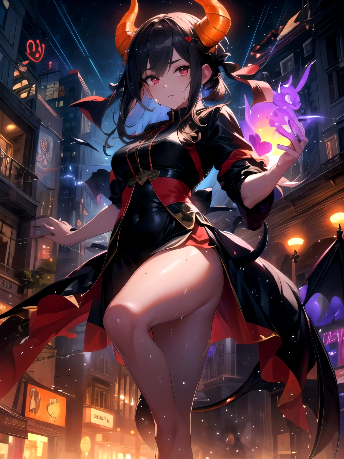 (10 heart-shaped emotions: 1.5) (Demons, a parade of demons, mysterious lights and strange demons, ancient terrors parading in the middle of the night: 1.8) (Feet up, sweat, splashes: 1.5)(Dynamic angles: 1.5) (UHD, retina, masterpiece, accurate, anatomically correct, textured skin, ultra-detailed, high-resolution, high-quality, award-winning, top quality, high-resolution: 1.5)