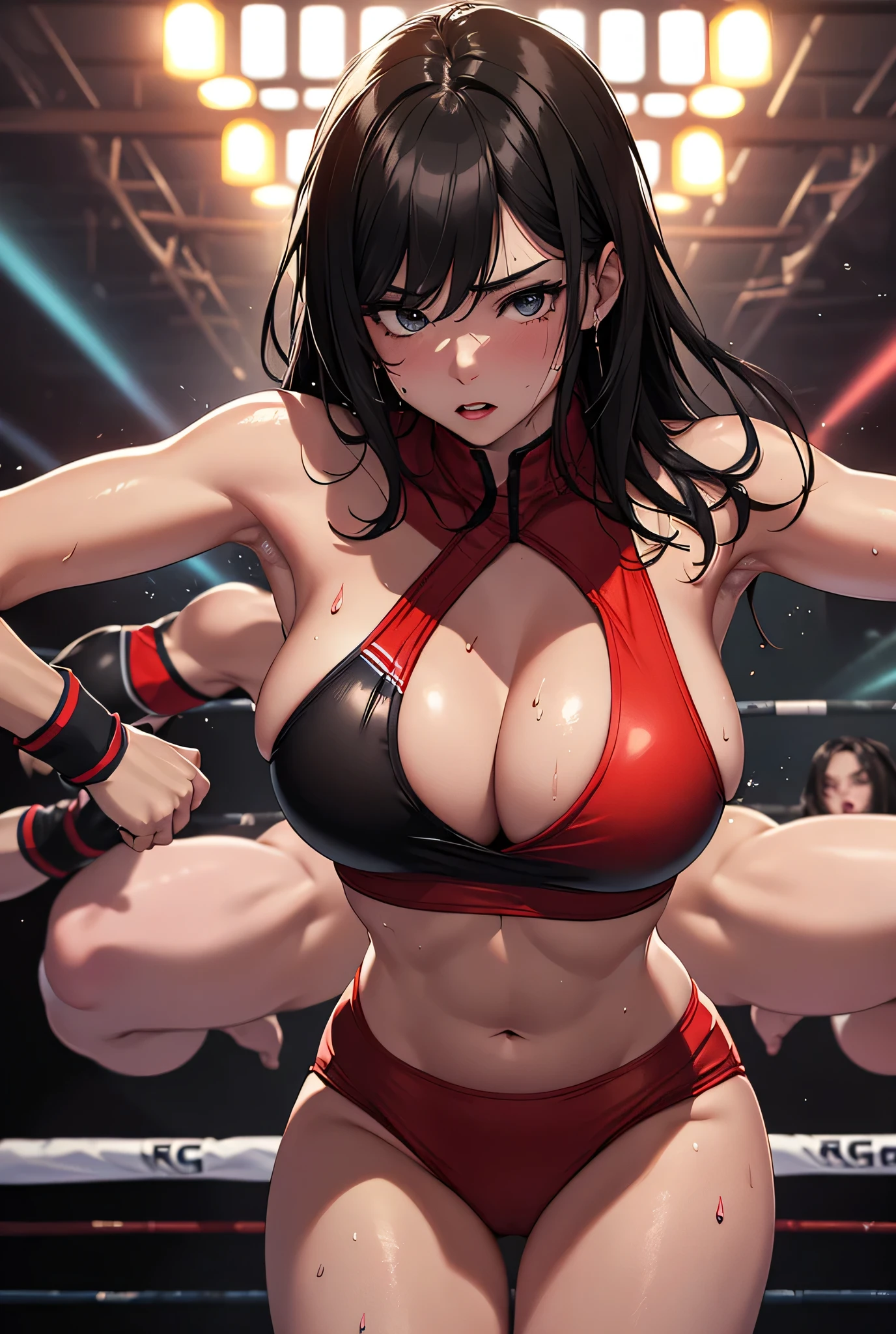  warrior , huge tits, fighting