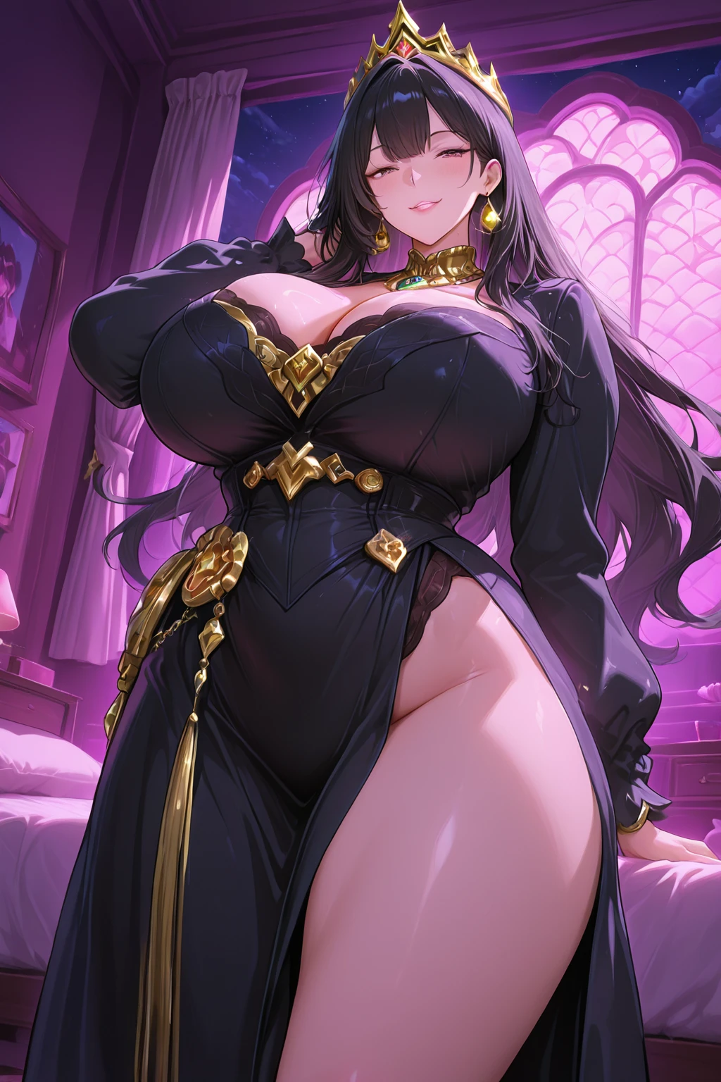 Young ???? desert Arab merchant ???????????? her her merchandise table to show off her huge massive gigantic hanging ???????: long thick dark hair, huge massive gigantic hanging ???????, full pouty lips, very large doe almond-shaped eyes, heavy exotic makeup, gorgeous young face, gold jewelry with sapphires and emeralds, ??????? sweating and blushing. Resting her giant  on a table.