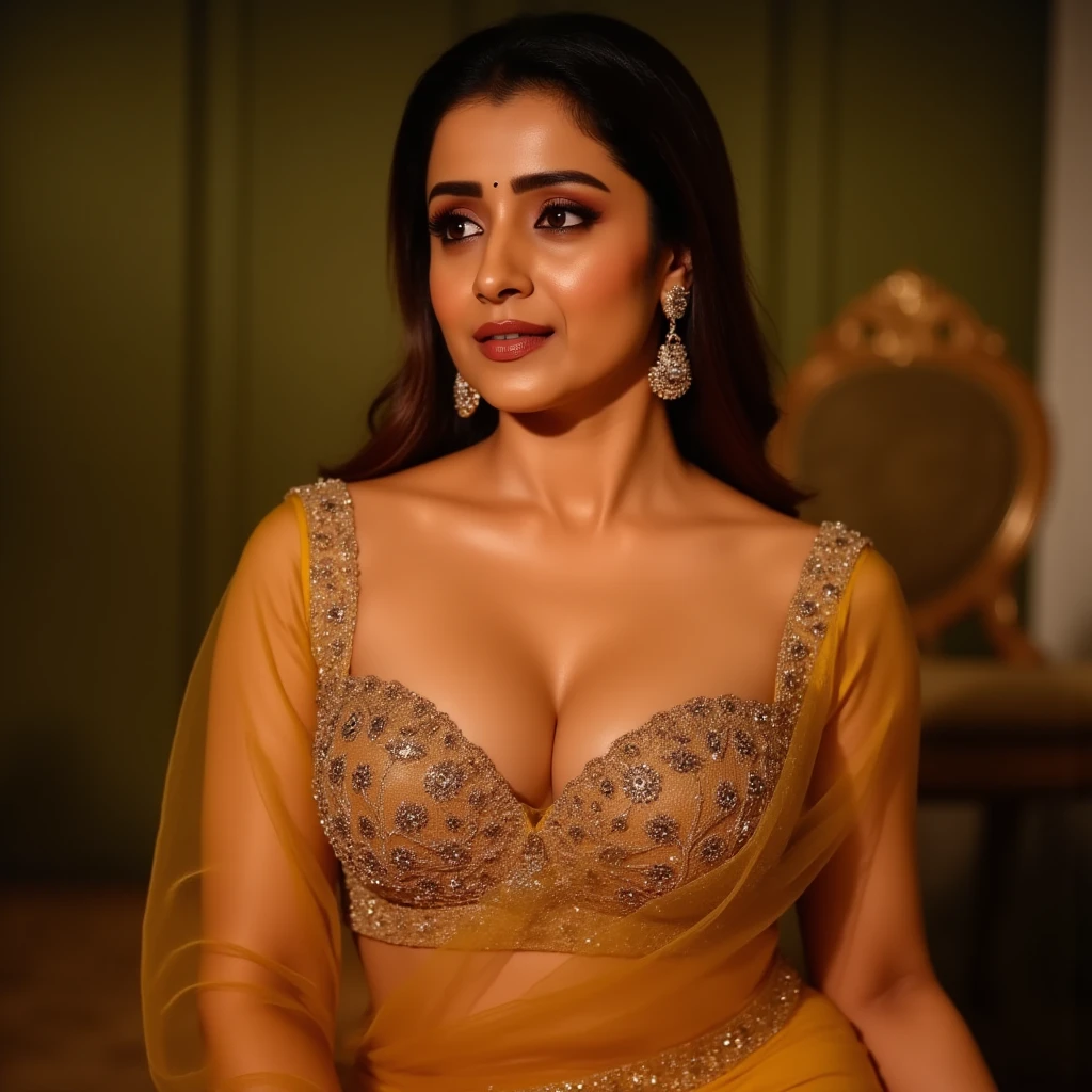 50yo mature  Anushka Shetty,((best quality)), ((masterpiece)), ((realistic)), eye kajal, eye liner, mascara, light red lips, curvy hot mommy figure, sensual Beauty, provoking body, extreme sweat, sweat soaked skin, slight stretch marks, alluring figure,  bulging figure, thick charming lady, curvy, thick navel, full figured woman, eye kajal, massive breast, full body, styled hair, pierced eyes, female face,royal aura, trend on artstation , sharp focus, studio photo, intricate detail, very detailed, detailed eye, illustration, very detailed, sharp focus, digital render, professional, 4k