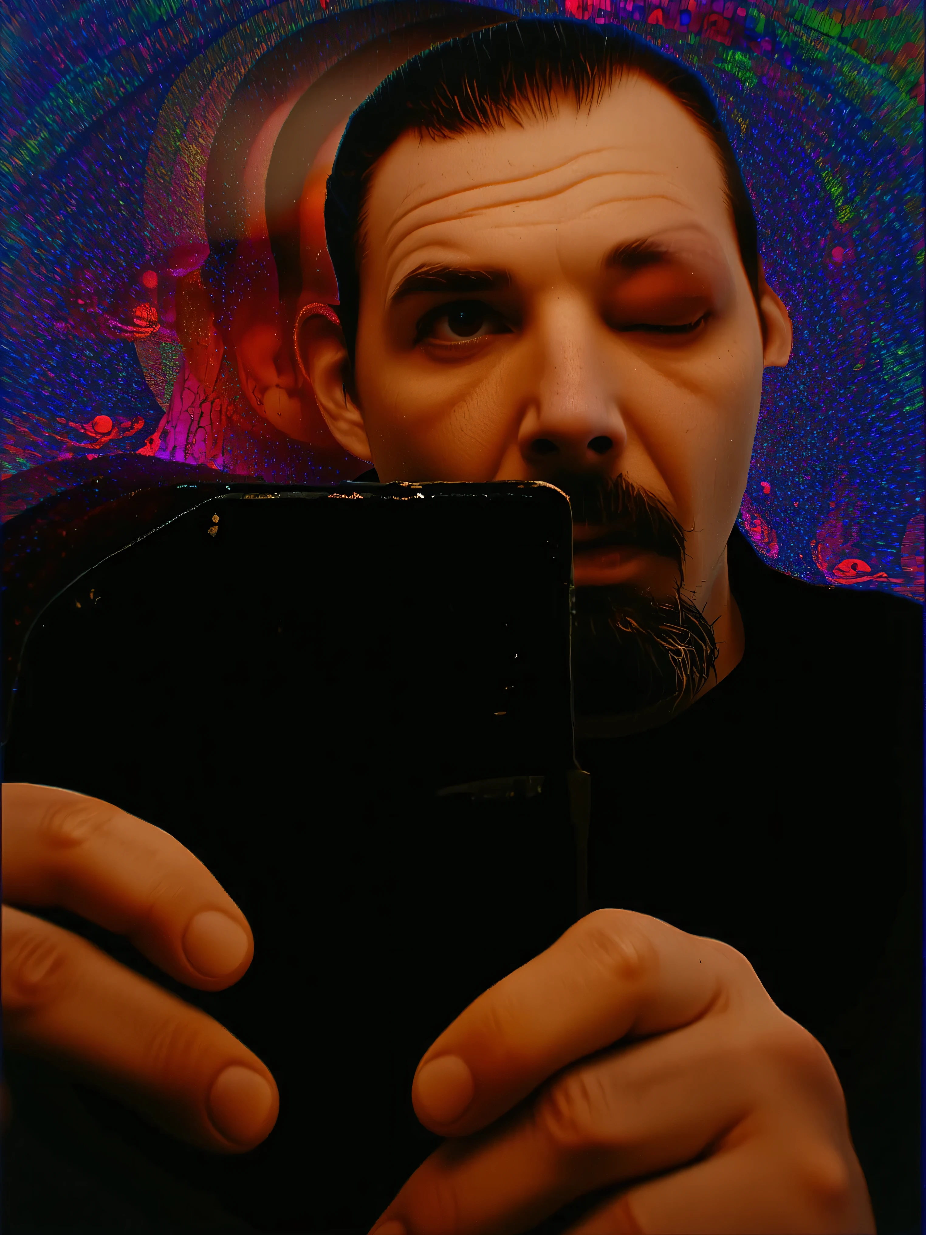 high detailed official artwork, popsurrealism, full art, psychedelic surreal art, highly detailed cover art, pop - surrealism a surreal and chaotic landscape brimming with vivid colors and nightmarish imagery, anthropomorphic figures stand prominently. One figure, with the body of a human dressed in a simple white garment, has large, round, luminous eyes. Another similar figure is in the background, adding to the uncanny atmosphere. The background is an explosion of pink, yellow, and blue hues swirling together, populated by numerous floating orbs resembling eyes and distorted celestial bodies. The setting is populated by bizarre, organic shapes and creatures, some appearing to melt into the vibrant, bubbling ground. The overall mood is unsettling and otherworldly, reminiscent of a dystopian fantasy. The style is both intricate and chaotic, blending elements of a psychedelic color palette that captivates and unnerves simultaneously.