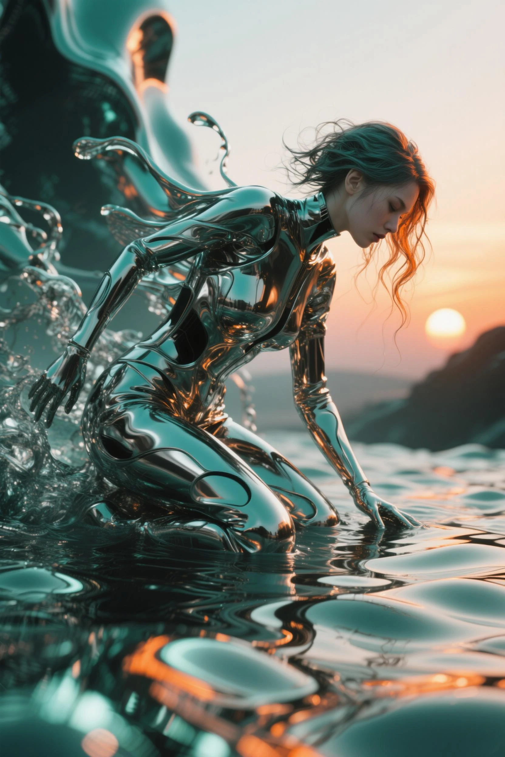 A closeup of an android painting a beautiful woman on the frame, artificial intelligence on hologram painting a picture, a picture of a woman, Robot painting a person on canvas, Delicate art, Realistic painting, Digital conceptual art, AI-assisted realistic painting, Masterpiece, Art with AI, Art on realistic canvas 4K, Realistic art 4K, High quality conceptual art,  Beautiful Digital Art, Concept Art Painting, Painting by Android Jones