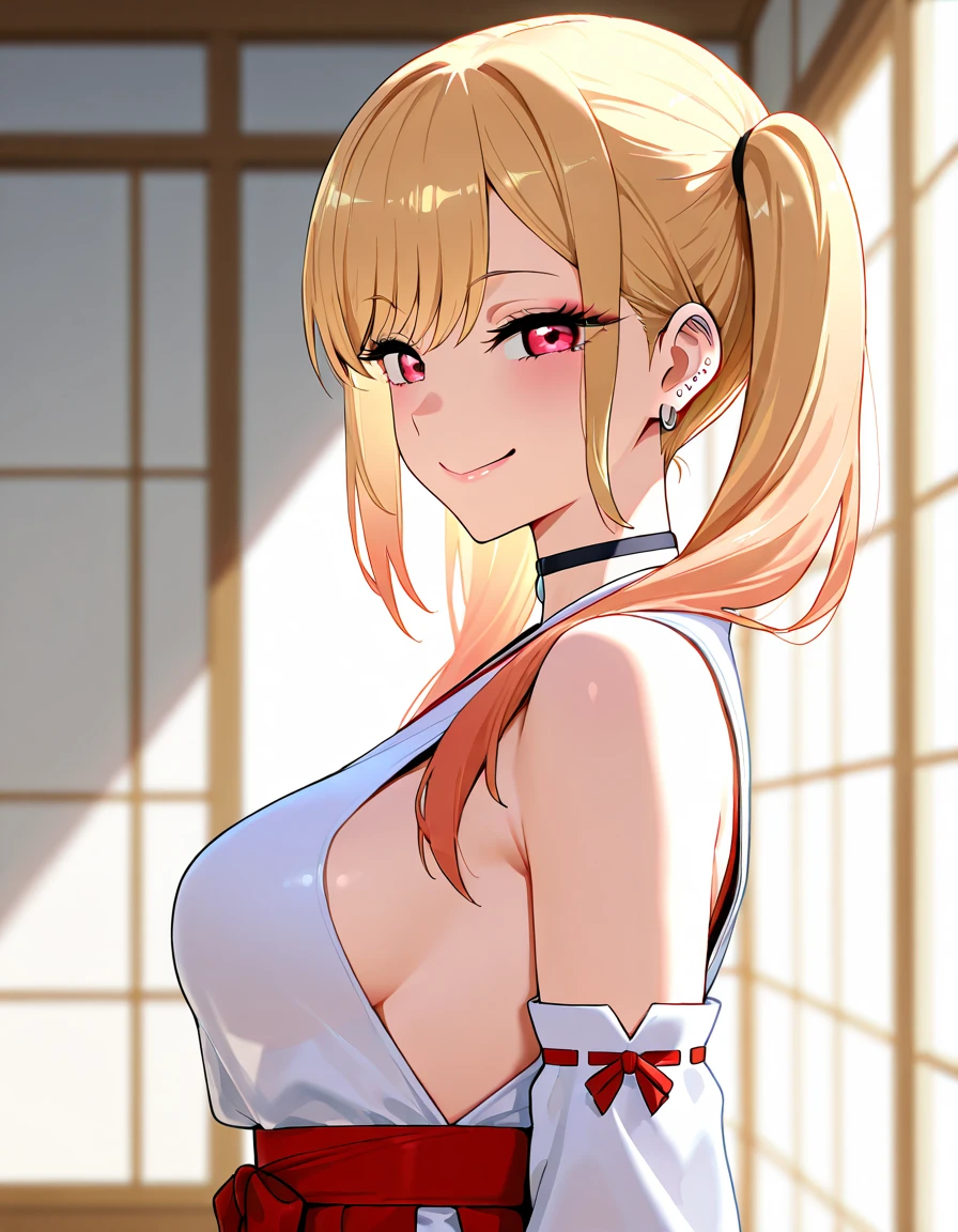 extremely detailed, detailed hair, intricate details, finely detailed, [[soft lighting, volumetric lighting]], 1girl, (solo:1.2), looking at viewer, upper body, ( arms behind head, arms up , armpits , ) seiza ,  , (tube dress,), long sleeves , (twin drills,parted bangs, bob cut , ahoge, colored tips ,light brown hair), surprised , sweat,, tan , blush, , ramen shop , <lora:fueV4LOL:1>
