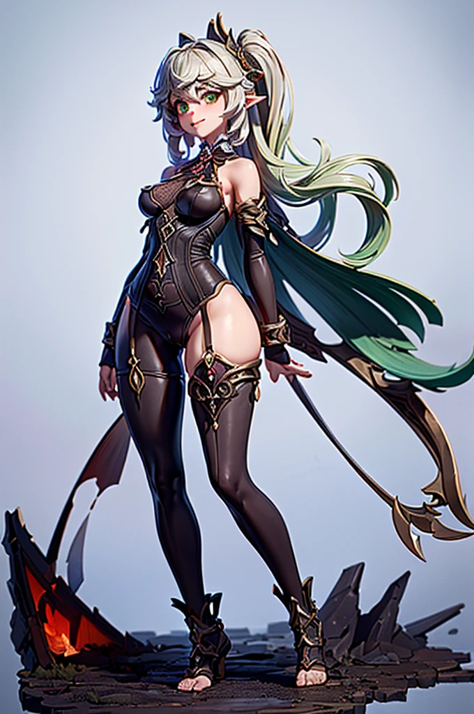There was a woman with a sword，Wearing tights, Neil inspired, The Opai of Biomechanics, OPPEIN PROPORTION, Full body fairy,Queen, pixiv 3dcg, The Goddess of Sorrow, Neil:Automata inspired,, guweiz masterpiece, She holds a long stick