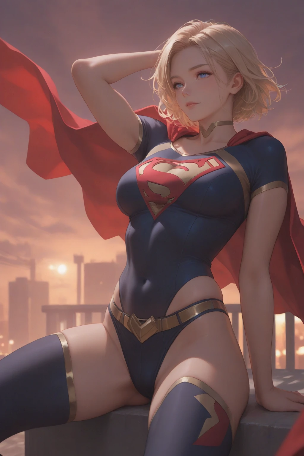 Woman body set big breasts, Supergirl costume dress