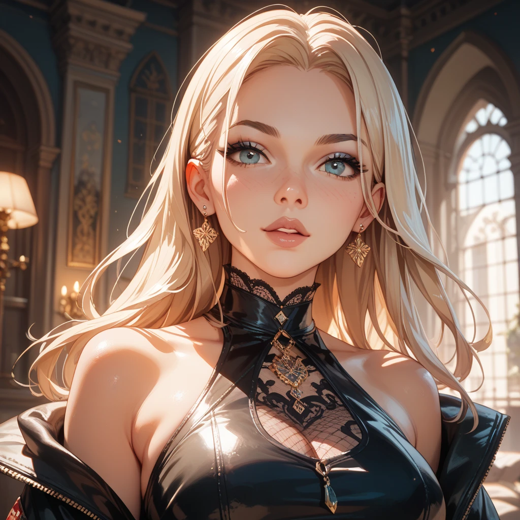 pretty girl, rogue, aristocrat, dark blonde hairs, high fantasy style, medieval style