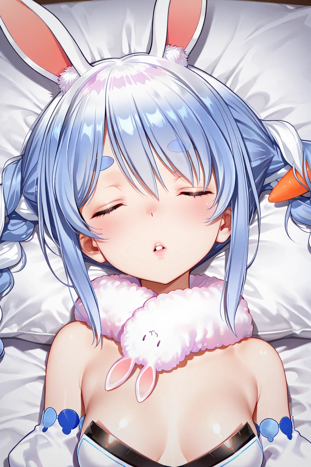 ​masterpiece, top-quality, 1girl in,Reisen Udon Giyin Inaba, Purple hair,Very long hair, rabbitears, red eyes(Heart shaped pupils), Bedroom background、red blush、Colossal 、teats、A slender、A sexy、fullnude、Face during estrus、Seeking courtship、Courtship action、crotch open、It is dripping with the mouth open and the tongue sticking out、crotch open