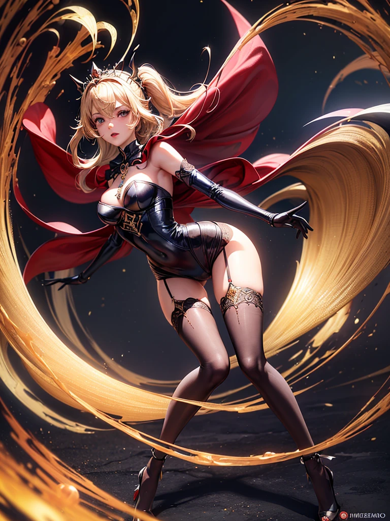 (highest quality), Dark fantasy, Big sword, Magical girl, Gothic, Twin tails, Realistic, Super detailed, High resolution, anime,  