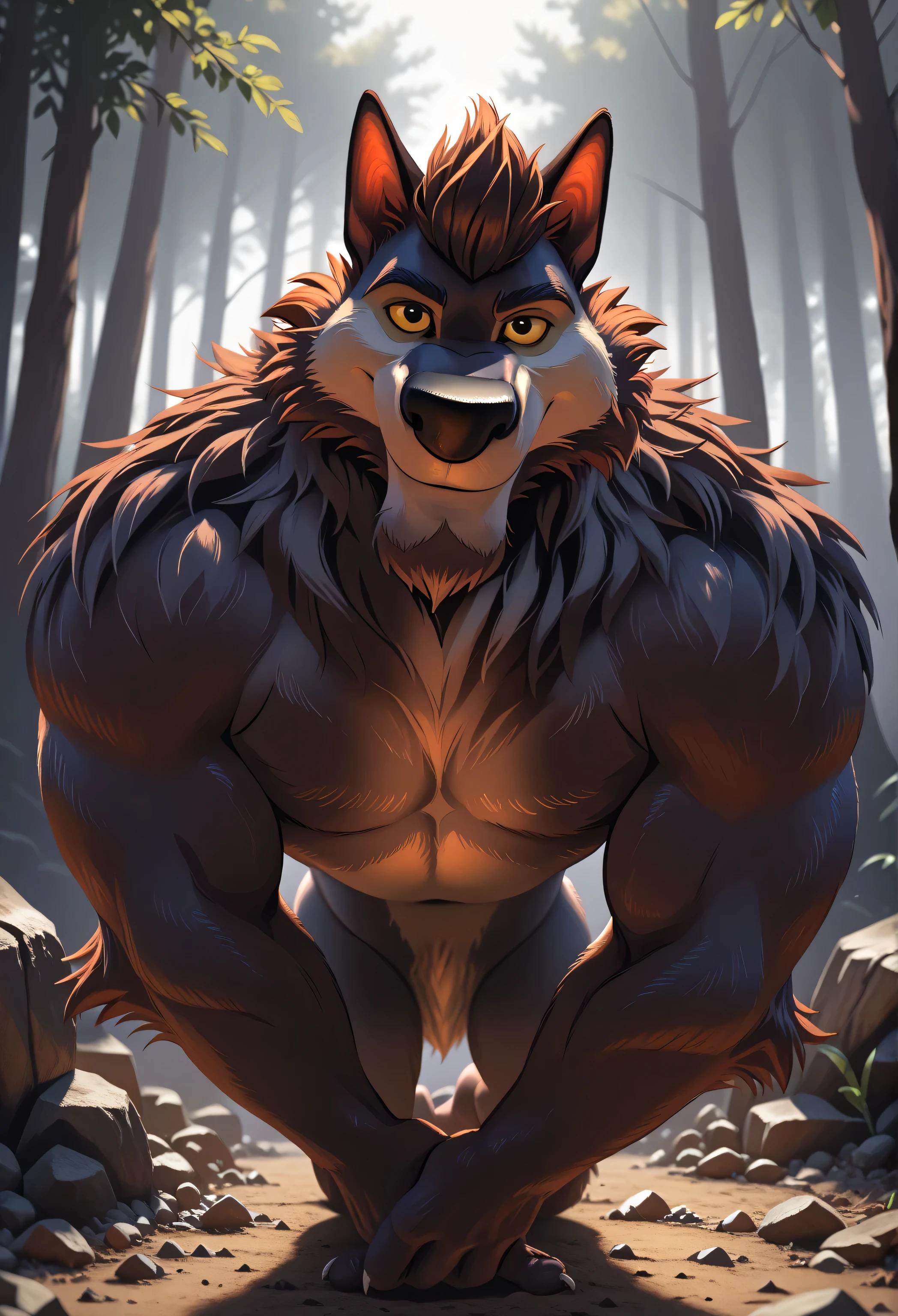 Furry,Live Hero,Prupasia , German grazing dog,muscle, perfect face , brown eyes, brown hair ,eyes,