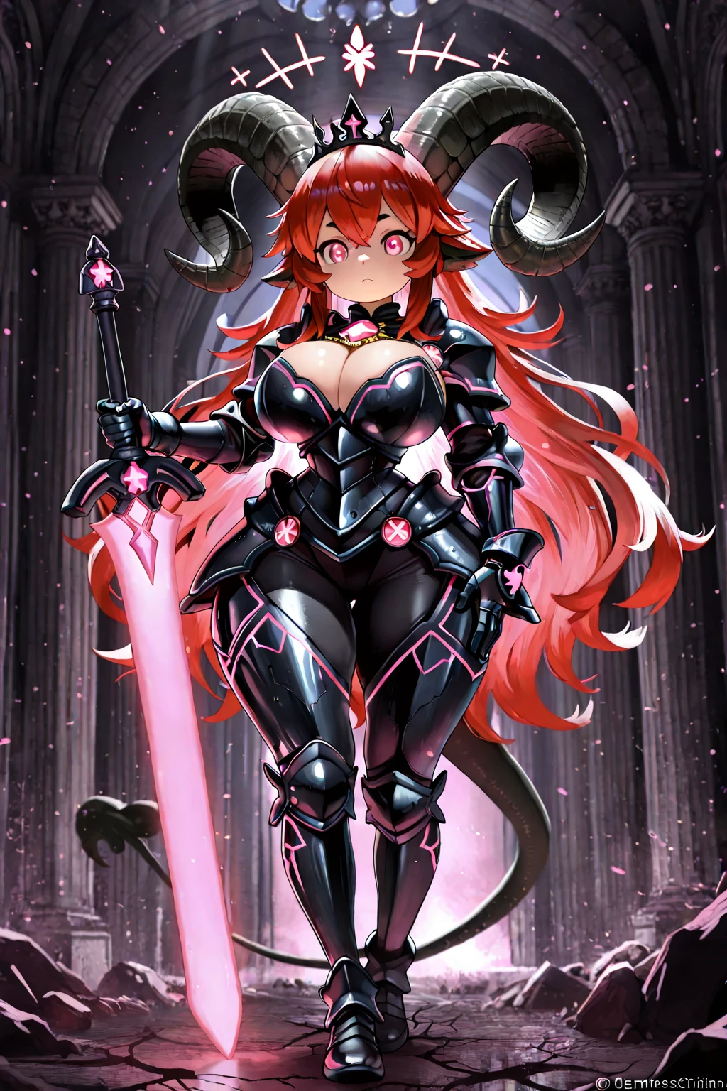 ((Best quality, 8k, Masterpiece :1.3)), 1girl, beautiful woman with emphasis on plump abs: 1.3, full body, (long hair, ???????????: 1.2), oversized tank top: 1.2, ultra-delicate face, delicate eyes, double eyelids, smile, home, pink hair, pink eyes, Alice from mobile legends bang bang game,((wearing black lingerie: 1.3))