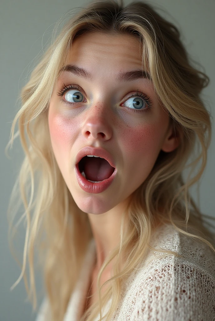 photo of a skinny very old wrinkly-faced faced mature blonde messy long hair thrown into a messy bun ponytail. She wears: (turtleneck soft high ribbed bright red super tight sweater:1.1),   pose, high tight ribbed neck,  smile, perfect fake tits,  eager granny, teasing sexy old lady,  on her face, drenched in  