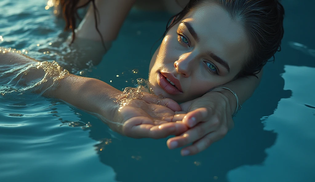 
       ( perfect  ) Beautiful girl in minimalist style immerses herself in the pool to cool off during the June heat wave，Surrounded by dazzling afternoon light, shadows and water ripples，The whole scene looks lazy and exudes a romantic, relaxed and elegant aesthetic.。🌸🌊✨Ethereal Beauty,Beautiful ethereal fantasy. Beautiful rendering. Elegant and beautiful girl. Brilliant and gorgeous effect. 